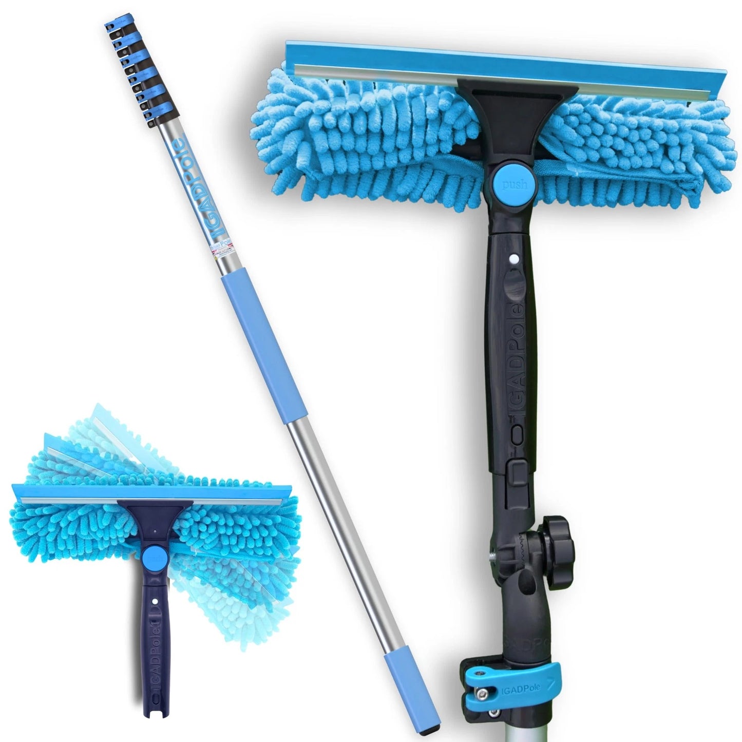24ft Window Squeegee with Extension Pole, Window Cleaner Tool with 6-Stage Telescopic Pole
