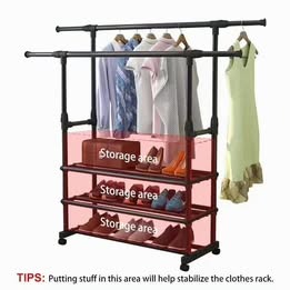 Heavy Duty Metal Clothes Organizer Stand with Wheels