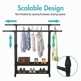 Heavy Duty Metal Clothes Organizer Stand with Wheels
