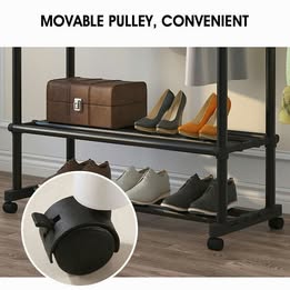 Heavy Duty Metal Clothes Organizer Stand with Wheels