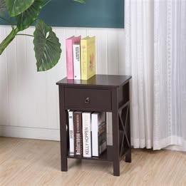 Bedroom Nightstand With Drawer and Shelf