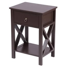 Bedroom Nightstand With Drawer and Shelf