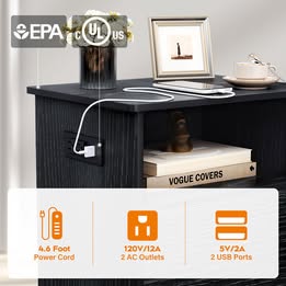 2 Bedroom Nightstands or End tables With USB Charging Station