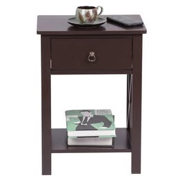 Bedroom Nightstand With Drawer and Shelf