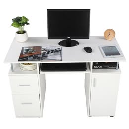 Rolling Computer Desk w/ Printer Shelf Writing and Study Table Home Office