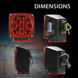 Rear LED Submersible Trailer Tail Lights Kit