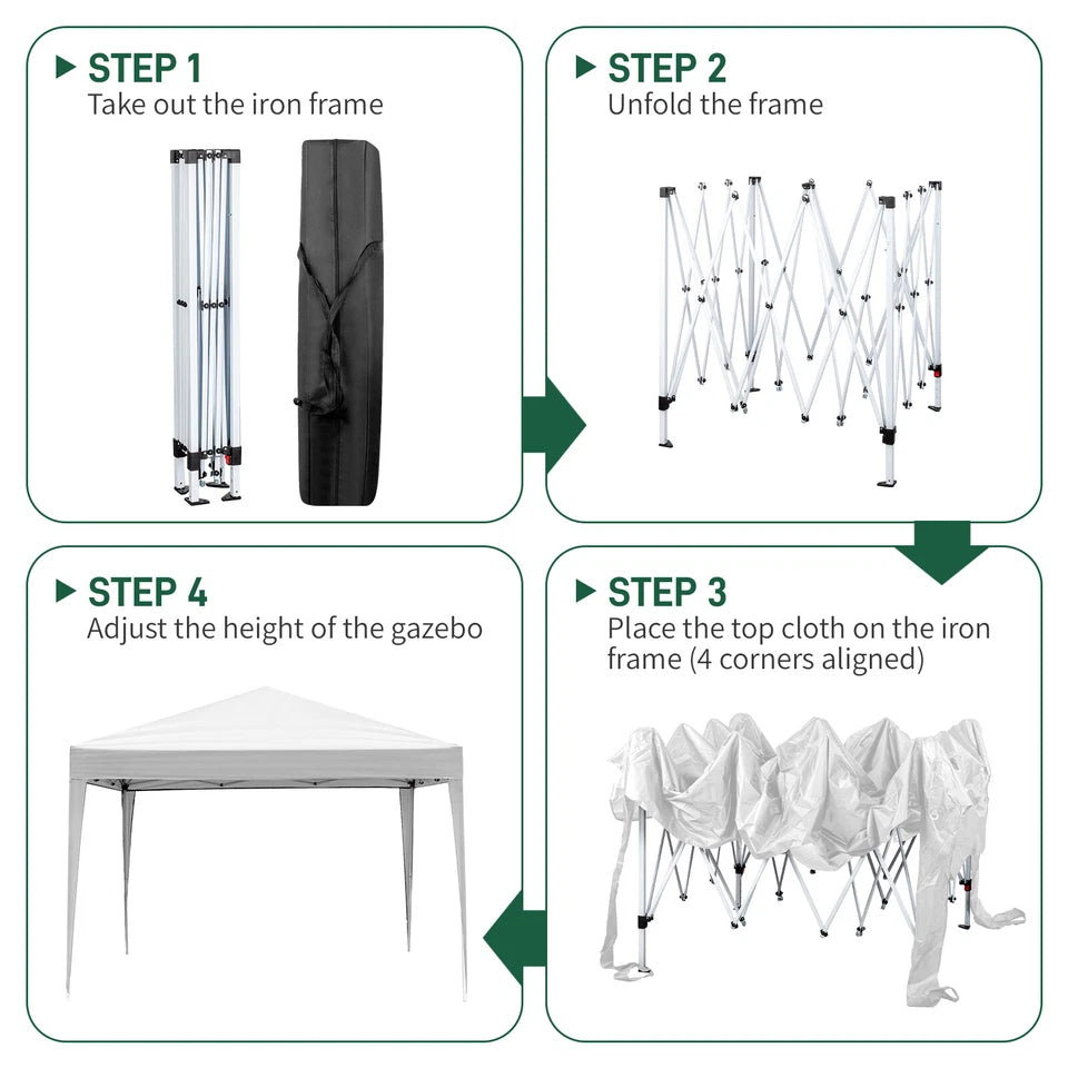 10x10 ft Pop Up Canopy Patio Tent Folding Gazebo