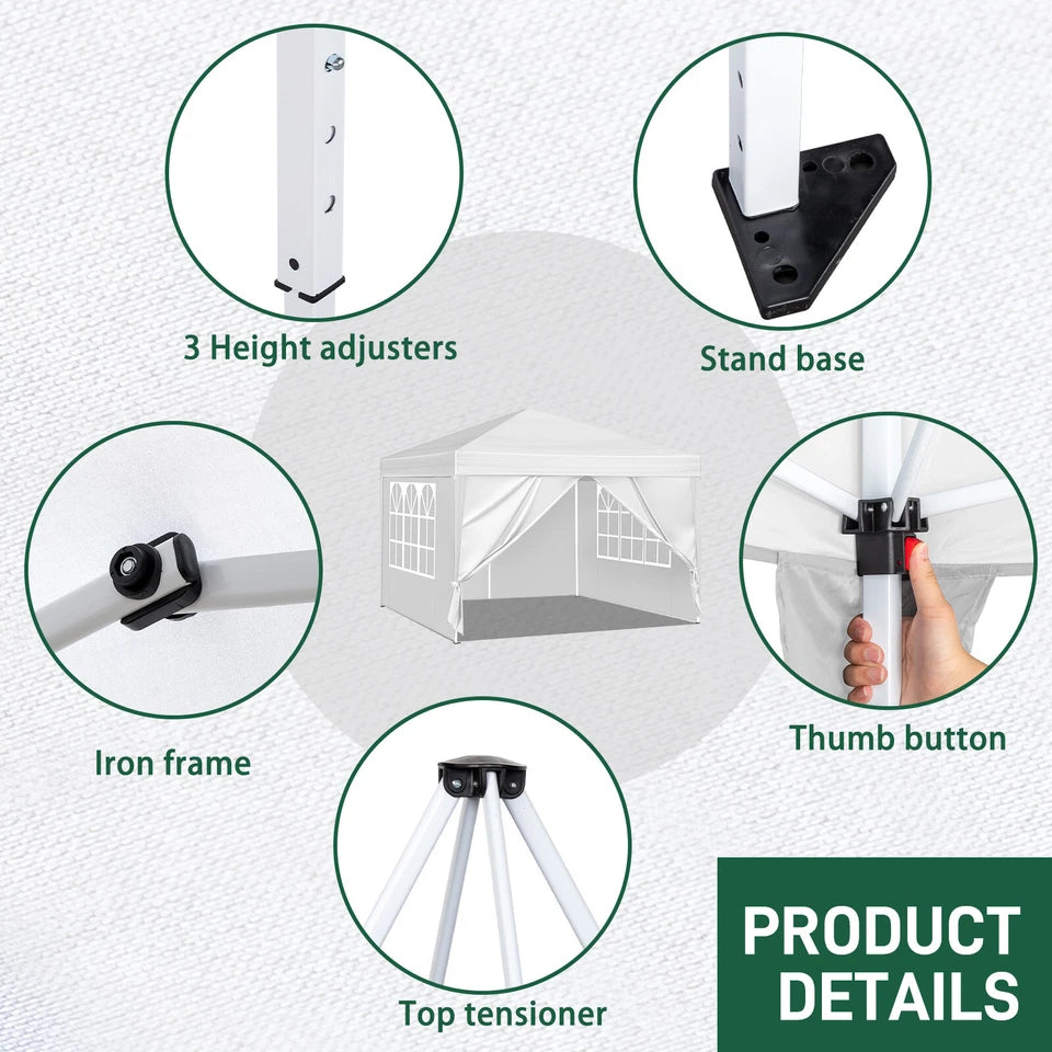 10x10 ft Pop Up Canopy Patio Tent Folding Gazebo