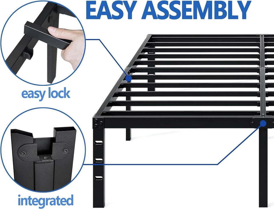 18" Bed Frame Twin Size Heavy Duty Metal Platform No Box Spring Needed