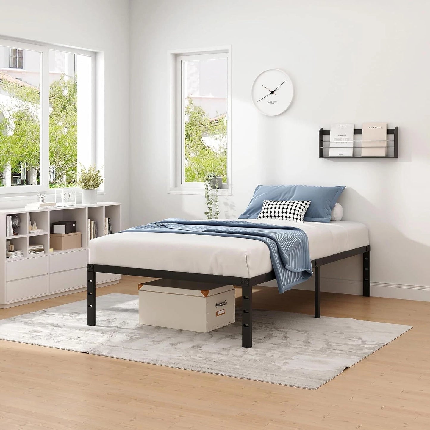 18" Bed Frame Twin Size Heavy Duty Metal Platform No Box Spring Needed