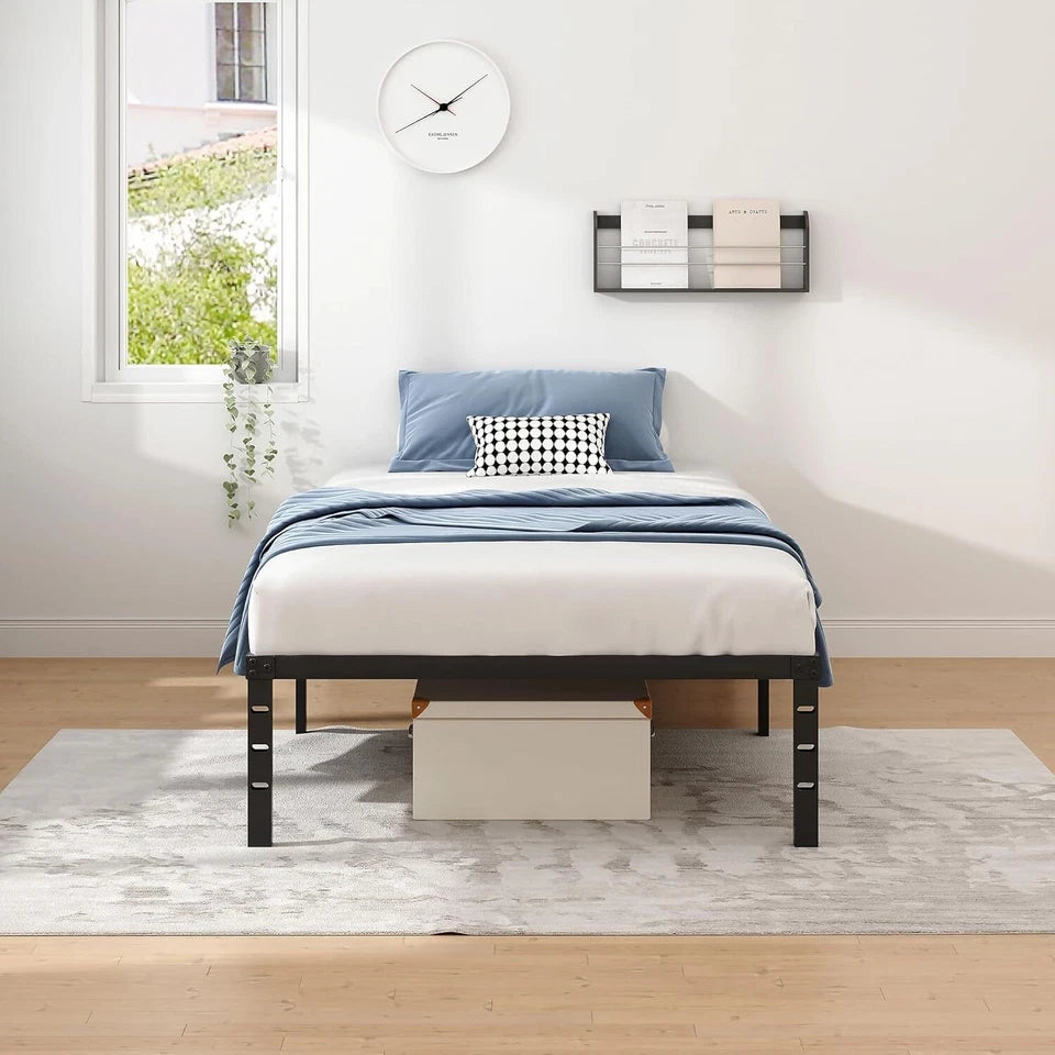 18" Bed Frame Twin Size Heavy Duty Metal Platform No Box Spring Needed