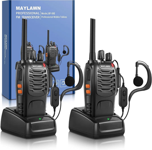 2 PACK Walkie Talkie 100 Mile Two Way Long Range Radio Charge Headset Waterproof