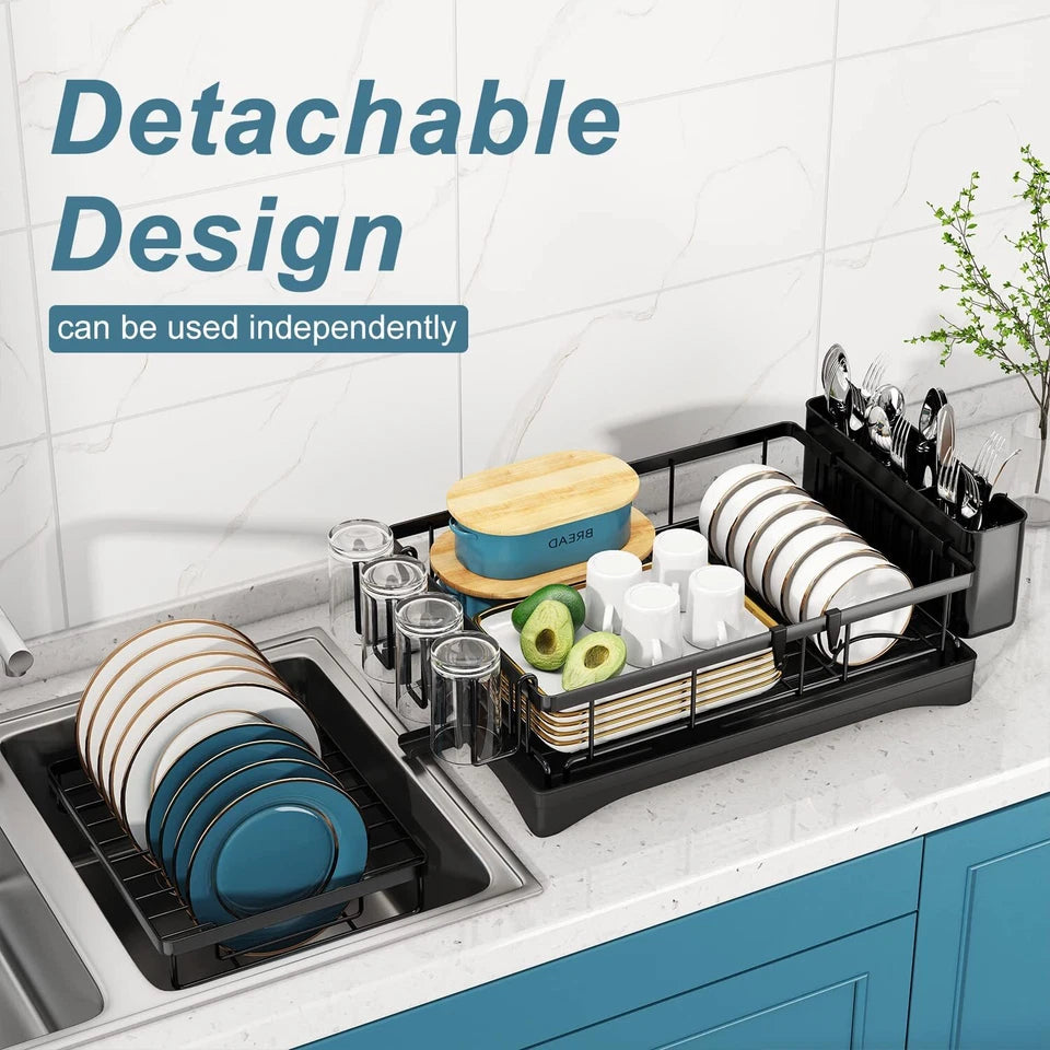 2 Tier Dish Drainer Rack Stainless Steel Kitchen Storage Space Saver NEW