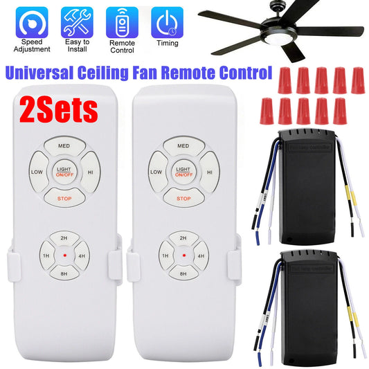2x Universal Ceiling Fan Timing Remote Control Receiver Kit Lamp Light Wireless