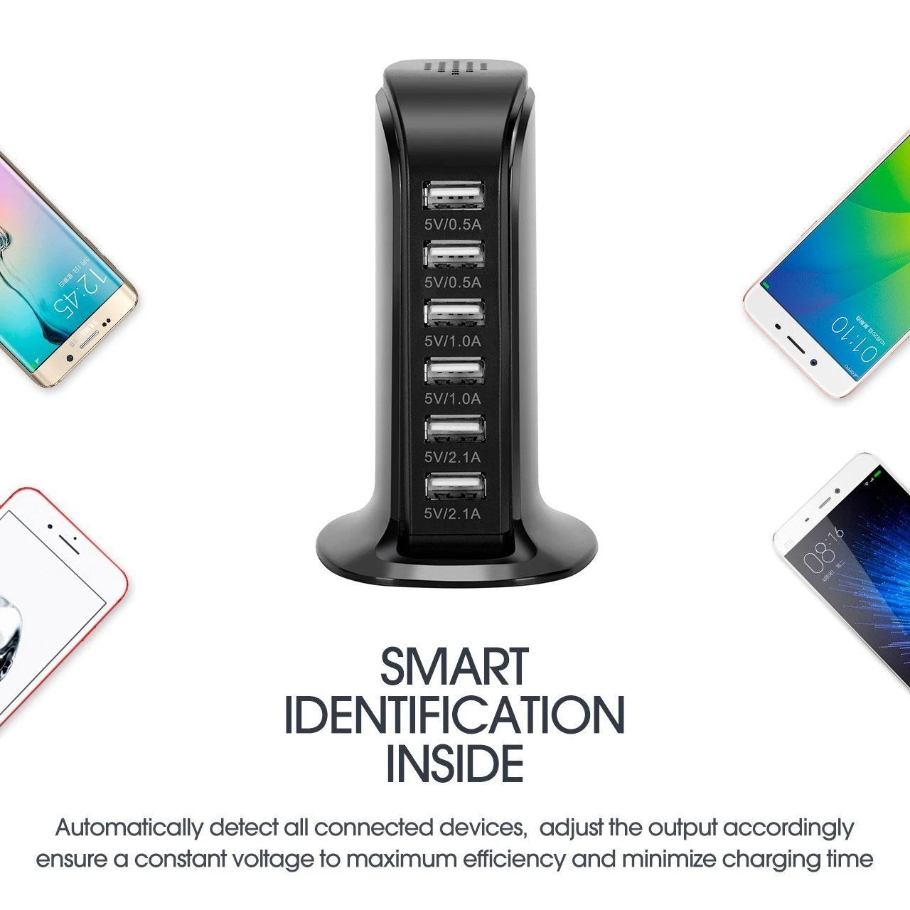 30W Multi 6 Port USB Charger Rapid Charging Station