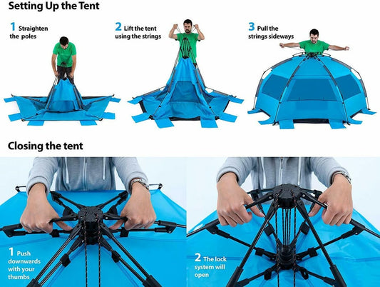 Large Beach Tent Cabana Sun Shelter with UPF 50+ Protection