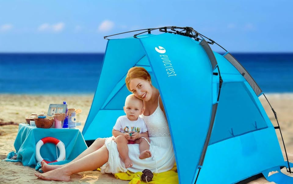 Large Beach Tent Cabana Sun Shelter with UPF 50+ Protection