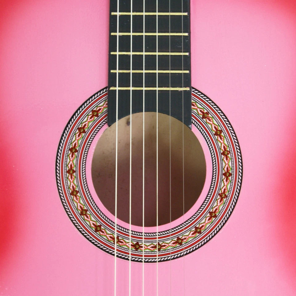 38" PINK Beginners Acoustic Guitar With Tuner and Pick Guitar Case, and Strap