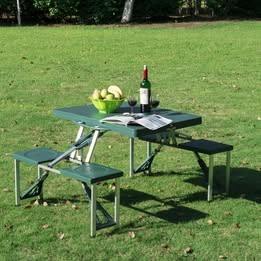 Outdoor Aluminum Portable Folding Camping Picnic Table Case 4 Seats