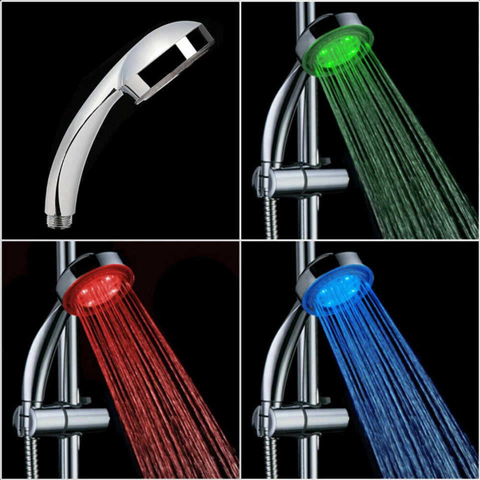 3 Color LED Shower Head Auto Changing Fixed Temperature Sensor Bath Sprinkler
