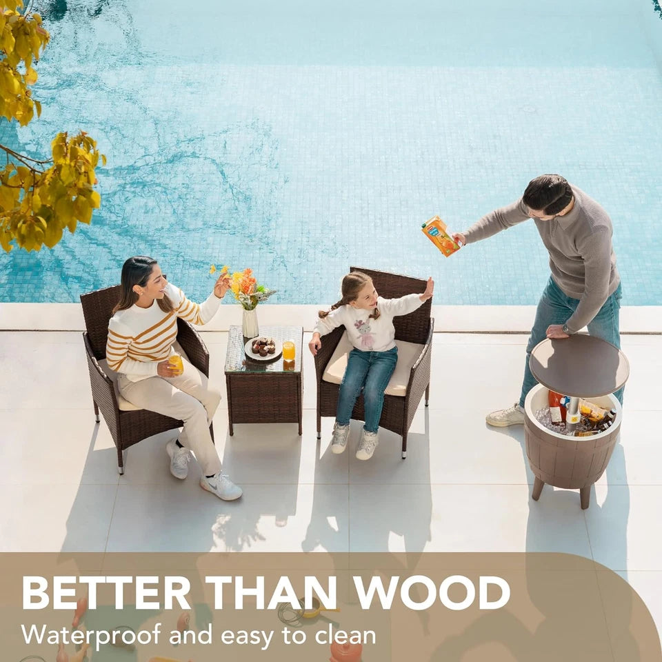 3 Piece Porch  Outdoor Patio Wicker Chairs with Table Furniture Set