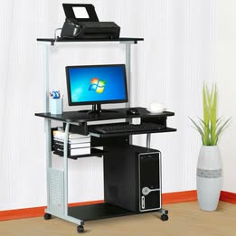 Rolling Computer Desk w/ Printer Shelf  Writing and  Study Table Home Office