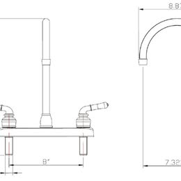 RV / Mobile Home Motor Vehicle Kitchen Sink Faucet - Stainless Steel Finish