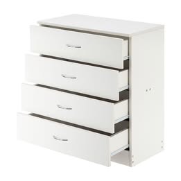4-Drawer Dresser Pure White with Metal Handles