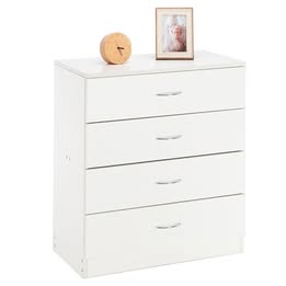 4-Drawer Dresser Pure White with Metal Handles