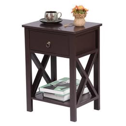 Bedroom Nightstand  With Drawer and Shelf