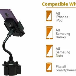 Universal Adjustable Gooseneck Cup Holder Cradle for Cell Phone