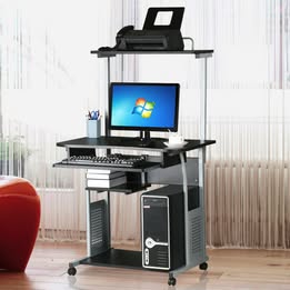 Rolling Computer Desk w/ Printer Shelf  Writing and  Study Table Home Office