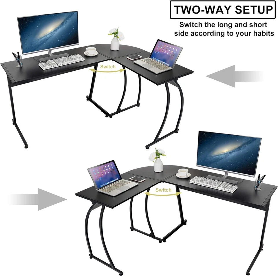 58" Computer Gaming Laptop Table L Shaped Desk Workstation Home Office Desk