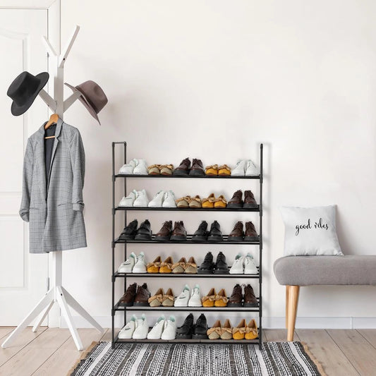 6 Tier Shoe Rack 30 Pair Shelf Storage Organizer Bedroom Closet Metal