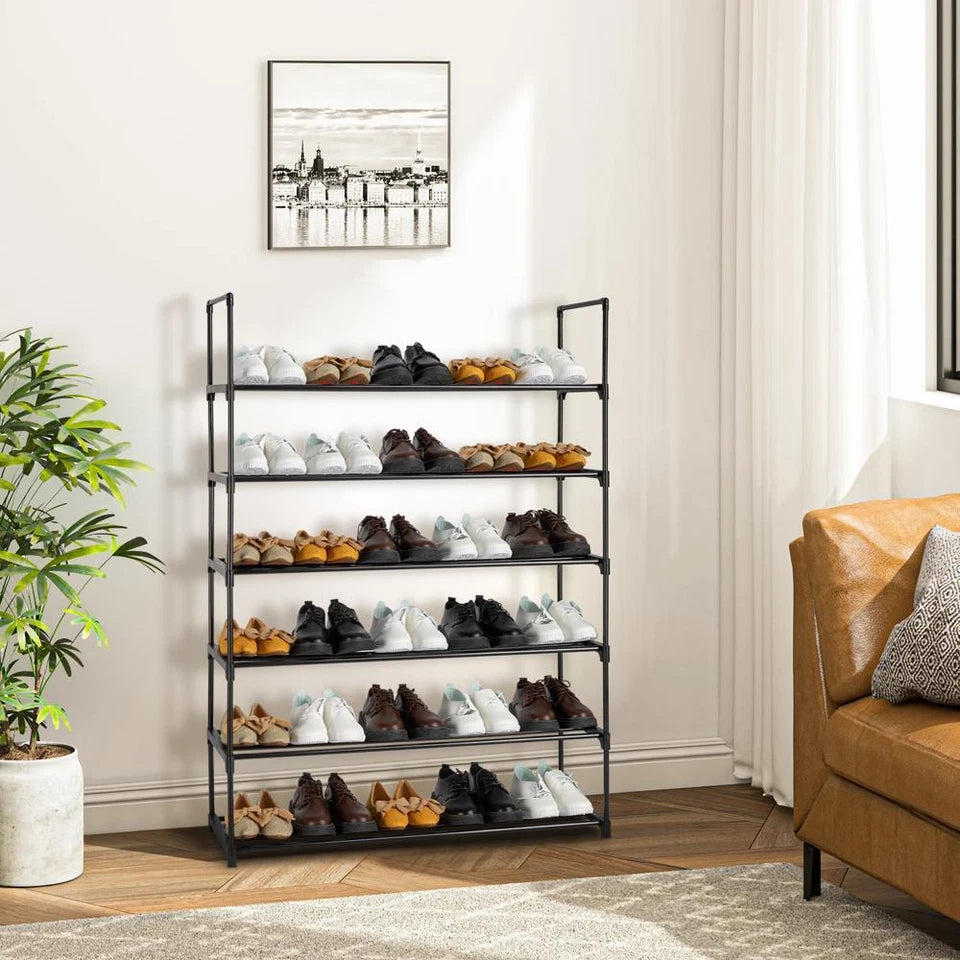 6 Tier Shoe Rack 30 Pair Shelf Storage Organizer Bedroom Closet Metal