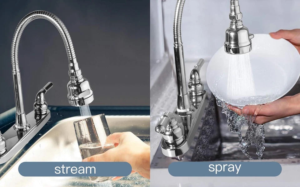 RV Kitchen Sink Faucet with Flexible Arc Rotatable Sprayer Camper Motorhome New