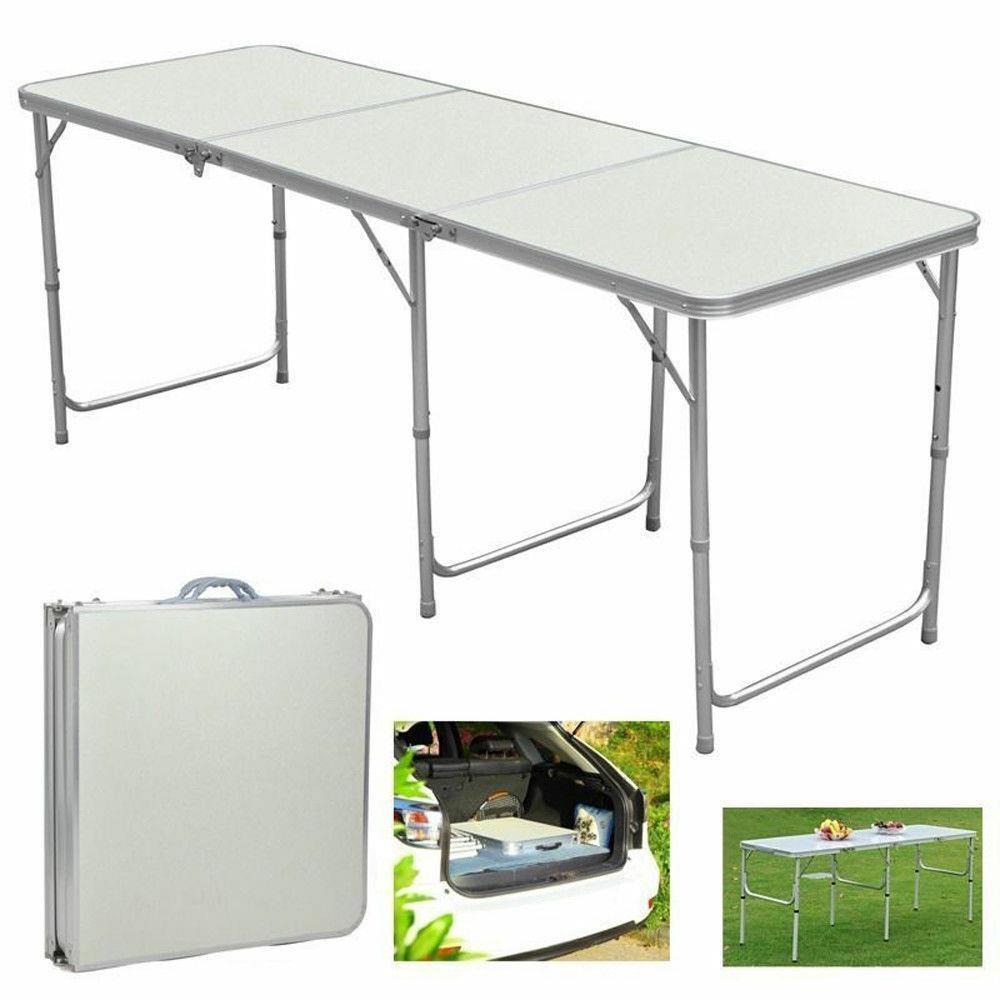 Portable aluminum folding table in 3, 4, or 6-foot sizes for camping picnic and BBQ