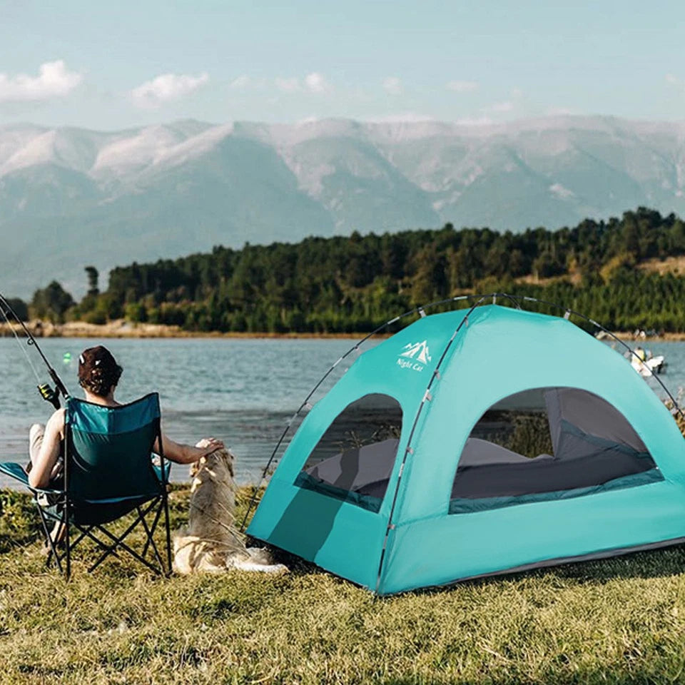 Large beach tent cabana sun shelter with UPF 50+ UV protection, portable family shade