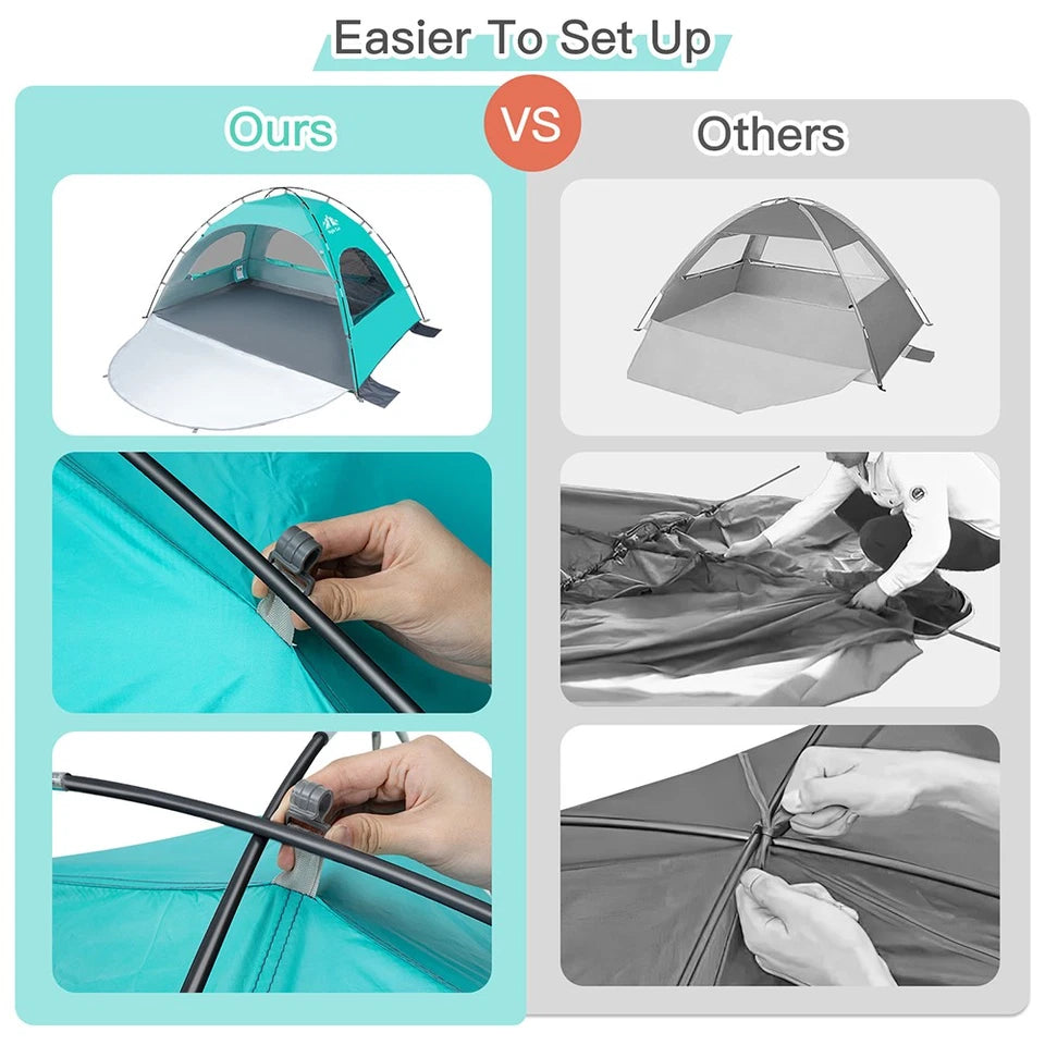 Large Beach Tent Cabana Sun Shelter with UPF 50+ Protection