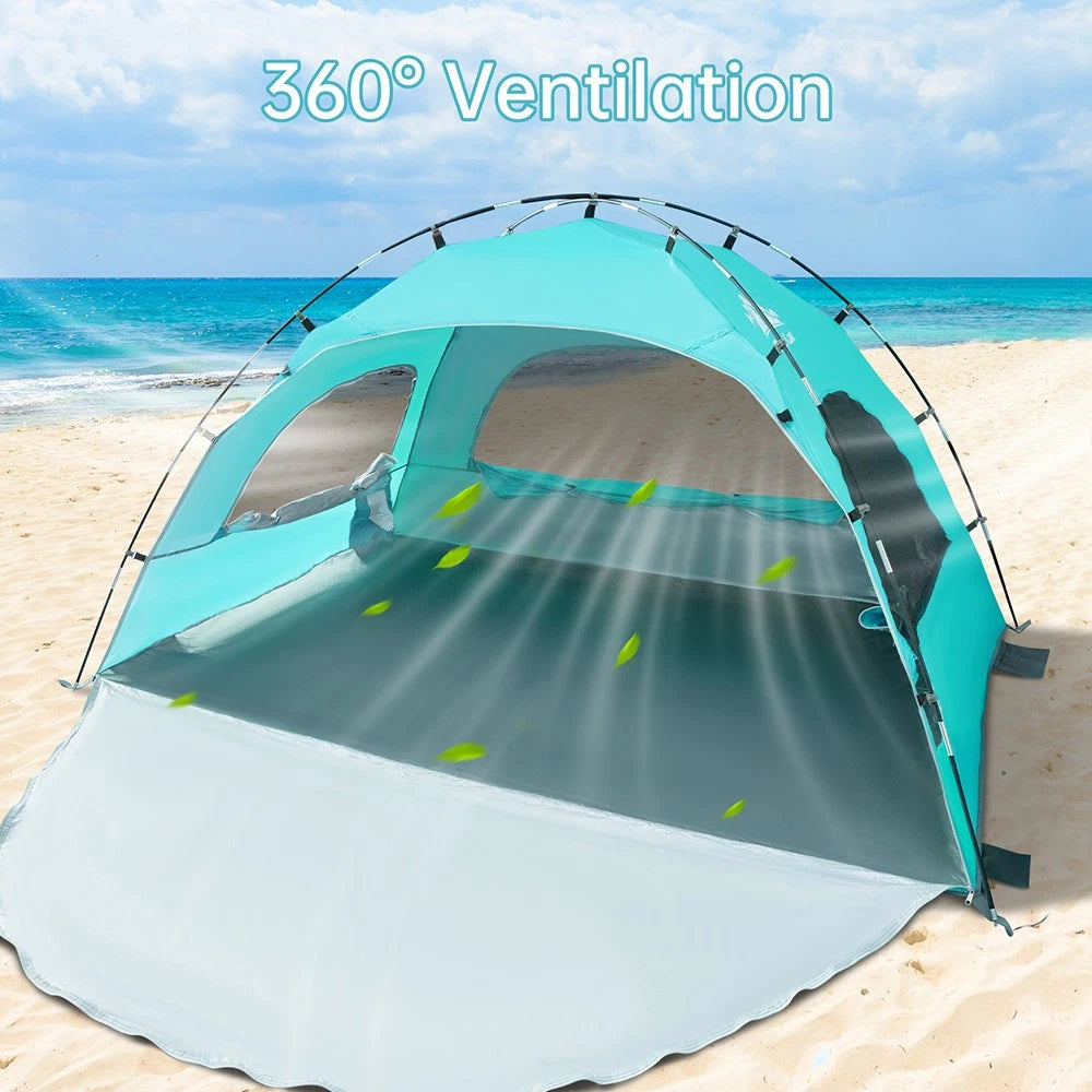 Large Beach Tent Cabana Sun Shelter with UPF 50+ Protection