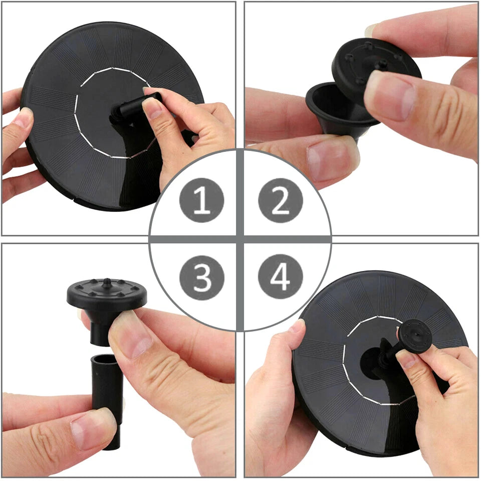 Bird Bath Fountain Solar Powered Water Pump Floating Outdoor Pond Garden Pool