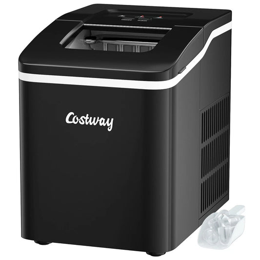 Portable Self-cleaning Ice Maker Countertop 26Lbs/24H w/ Scoop Black