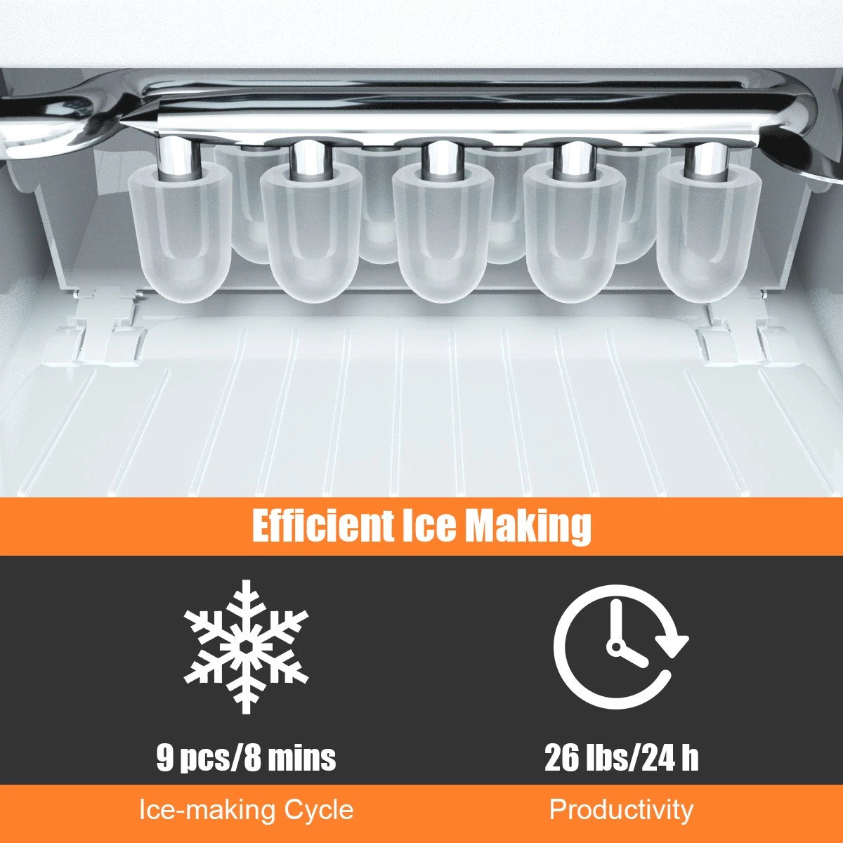 Portable Self-cleaning Ice Maker Countertop 26Lbs/24H w/ Scoop Black