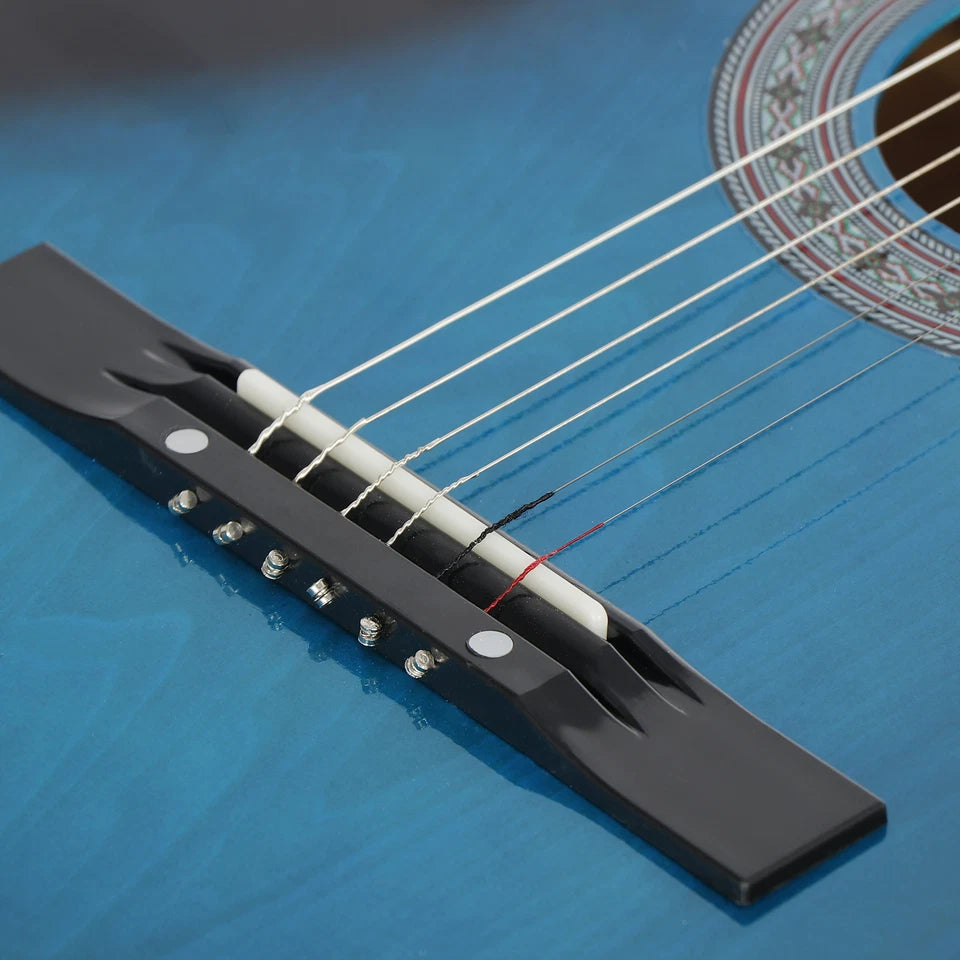 Blue Hardwood Beginners Acoustic Guitar Standard Adult