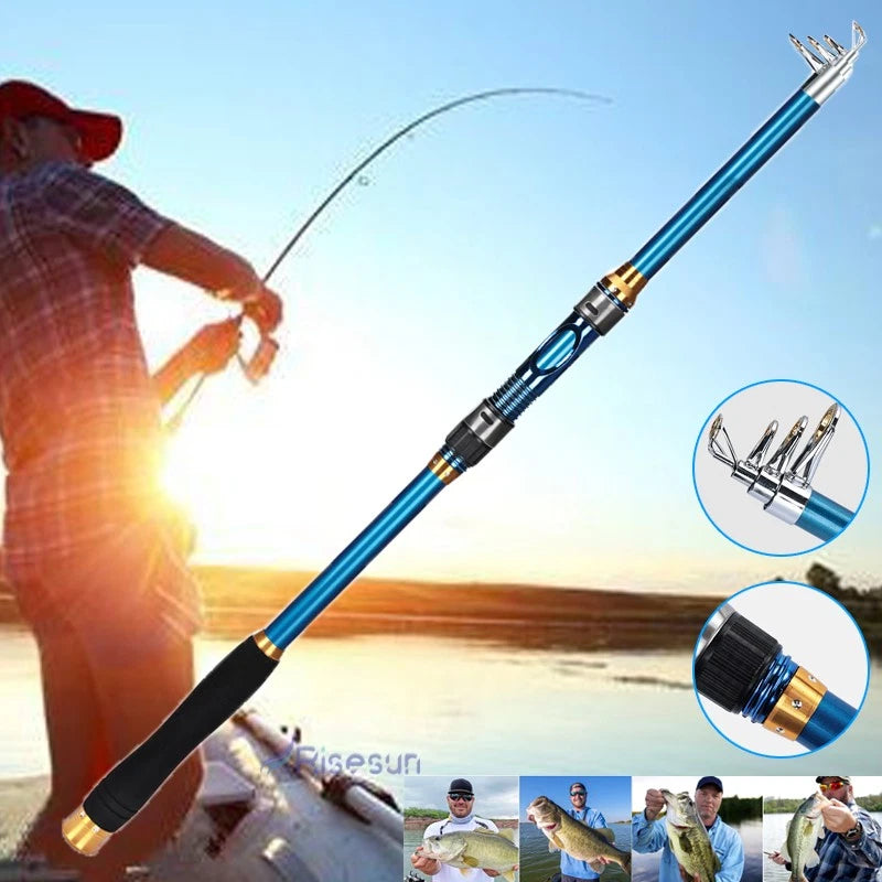 Heavy Duty Carbon Fiber Telescopic Fishing Rod Pole Sea Saltwater Freshwater USA