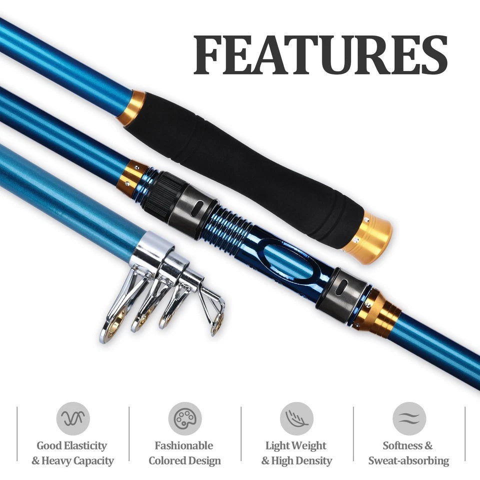 Heavy Duty Carbon Fiber Telescopic Fishing Rod Pole Sea Saltwater Freshwater USA