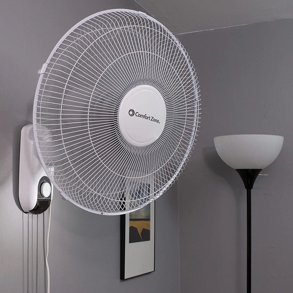 Comfort Zone 16" 3-Speed Oscillating Wall Mounted Fan