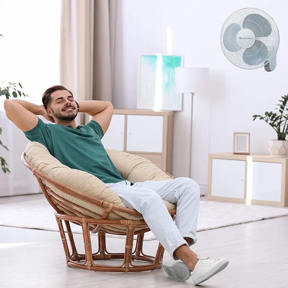Comfort Zone 16" 3-Speed Oscillating Wall Mounted Fan