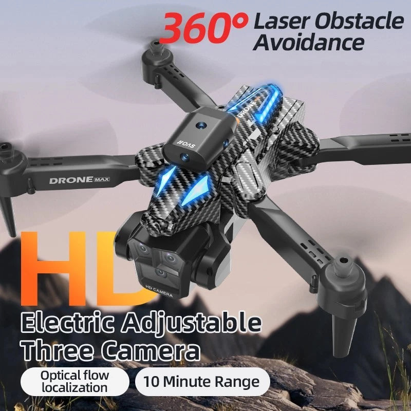 Drone 2026 4K HD 3 Camera WiFi FPV RC Foldable Quadcopter 360° Obstacle Avoidance
