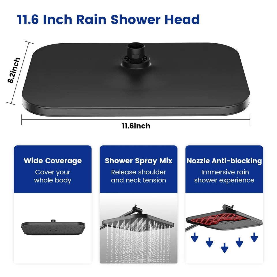 Filtered High Pressure Shower Head Combo 10 Spray 12" Rainfall